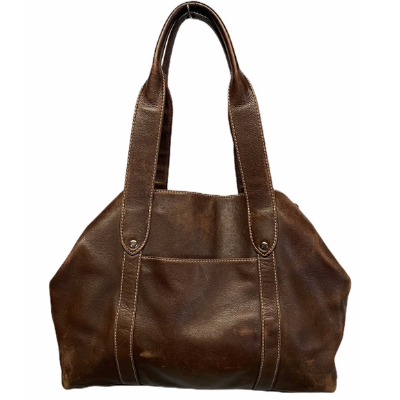 FOSSIL VINTAGE Large Brown Distressed Leather Tote - Picture 15 of 15
